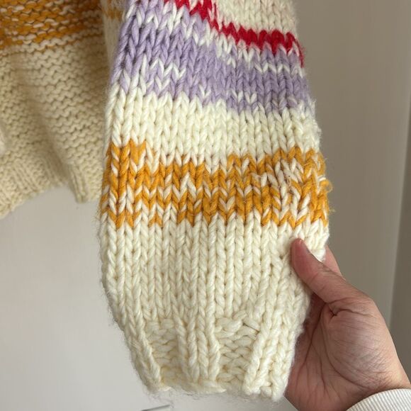 Anthropologie Grazia Chunky Striped Cardigan Sweater Size XS/S Colorful Knit EUC - Picture 12 of 13